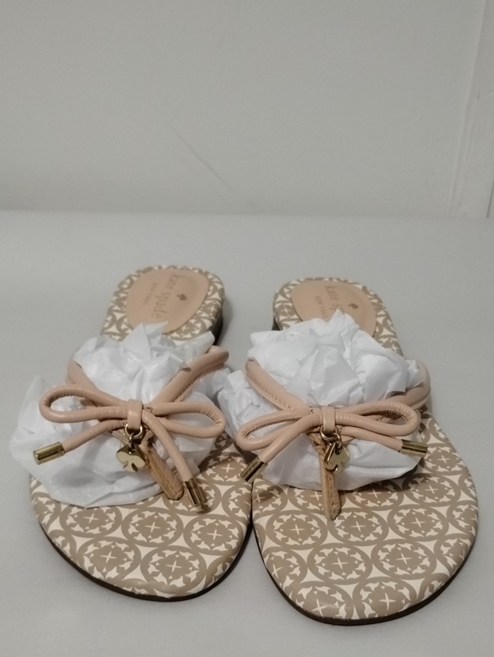 kate spade Mystic Beige Bow Thong Blush Pink Slide Sandals